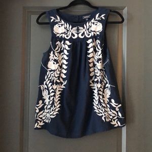 Lucky Brand embroidered thick strapped tank